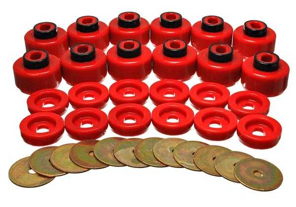 Energie-Suspension, Energy Suspension Body Mount Bushing Set Chevy Tahoe (00-07) Rot oder Schwarz