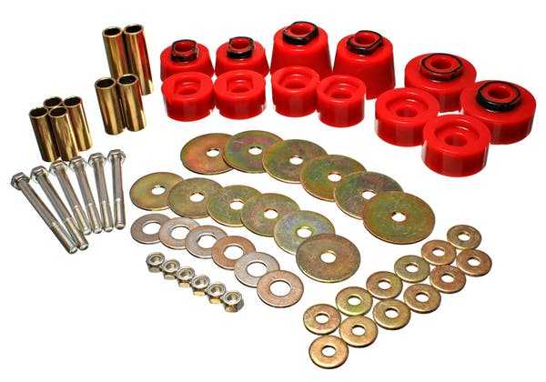 Energie-Suspension, Energy Suspension Body Mount Bushing Set Ford Ranger (98-11) Rot oder Schwarz