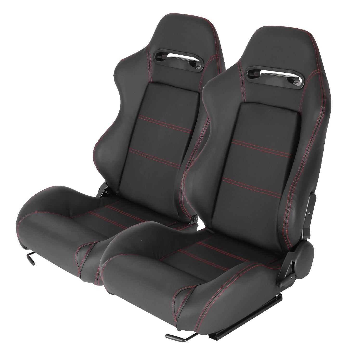 Spec-D Abstimmung, Ford Mustang Rennsitze (2015-2019) mit Haltern und Schiebern - Wildleder, Stoff oder Leder - Recaro Style - Paar